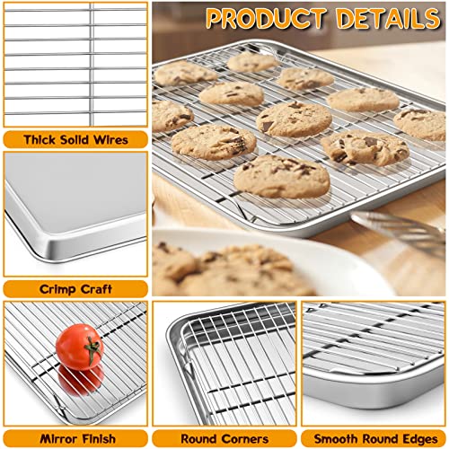 P&P CHEF 17.5 Inch Baking Sheet with Rack Set, Pans with Flat Racks - size: 17.5 + 17.5 Inch, style: Pans with Flat Racks