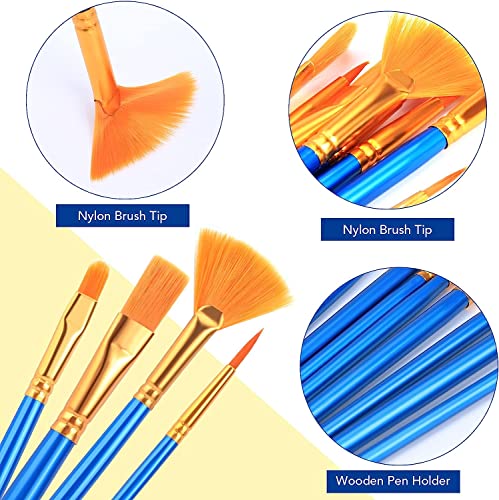 AROIC Acrylic Paint Brush Set, 30 pcs Nylon Hair Paint Brushes - size: 30pcs-2-blue
