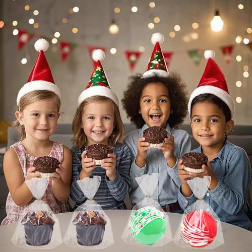 200 PCS 5x6.5 Cellophane Muffin Bags with Gold Twist Ties & Flat Bottom – Food-Safe Bakery Packaging for Cupcakes, Brownies, Cookies Macarons – Commercial-Grade for Party Favors, Catering Displays - color: Clear 5x6.5 Inch-200