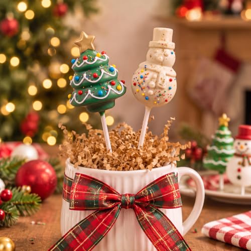 2 Pack Christmas Cake Pop Molds, Christmas Tree, Snowman 3D - color: Christmas Tree,Snowman, size: Large