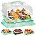VGOODALL Cake Carrier with Lid and Handle, 12 Capacity Cupcake Holder for Muffin Pies Candies Fruits Snacks Desserts, Perfect for Sheet Cakes, Dishwasher Safe - color: Cake Carrier-Green