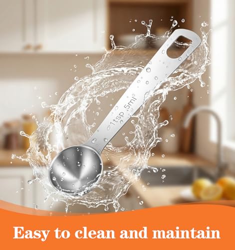 5PCS Teaspoons Measuring Spoon, 4.72 inch Stainless Steel 1 Tsp Measuring Spoon Set for Kitchen Ingredients (Silver, 5ml)