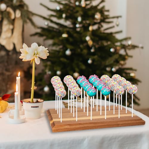 Cake Pop Stand for Drying 24 Holes Lollipop Display Stand Holder - color: Brown