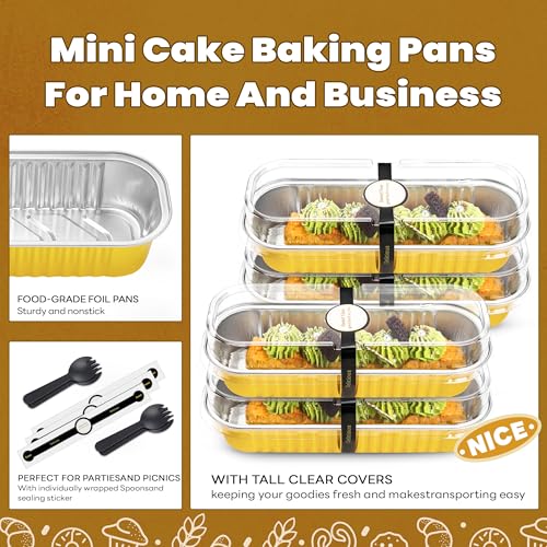 NPLUX Halloween Mini Loaf Pans, 6.8oz 50 Pack Gold for Home Bakers - color: Gold