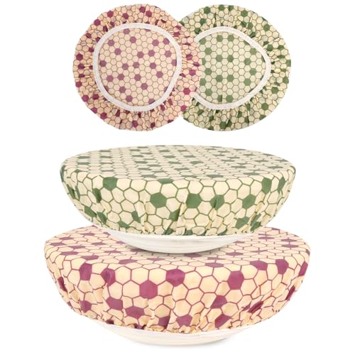 2Pcs 10inch Reusable Beeswax Elastic Bowl Covers for Bread Proofing - style: honeycomb