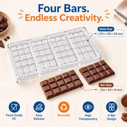 GRAINRAIN polycarbonate chocolate mold polycarbonate chocolate bar mould Clear hard plastic DIY candy pastry tools (19368) - color: 12