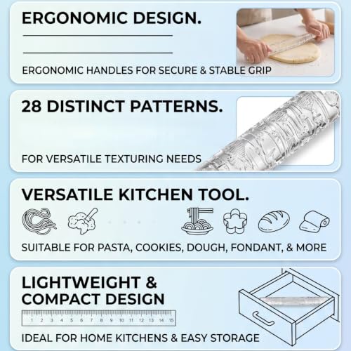 Rengue Birthday Theme Embossed Acrylic Rolling Pin, Dough Roller (#11) - size: 51035 birthday