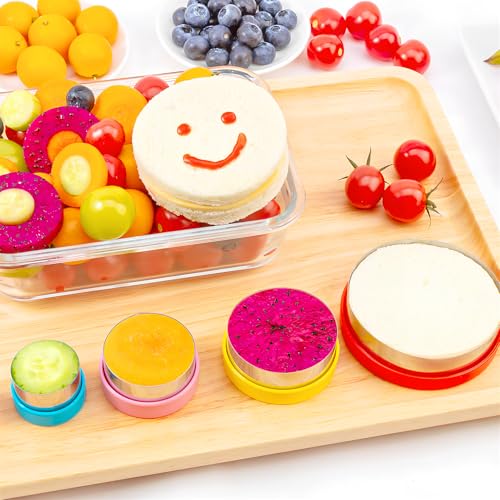 Nifogo Round Circle Cookie Cutter 5 Pcs - color: B-Red Yellow 5pcs