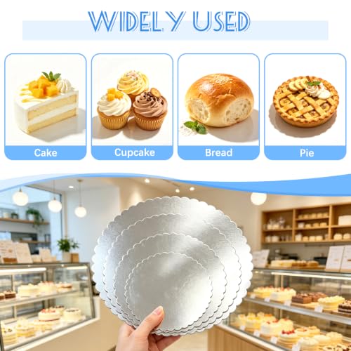 8 Pack Round Cake Boards,Silver Wave Cake Circle Base 6,8,10,12 Inch - color: Silver, size: 6/8/10/12Inch, style: Wavy Edge