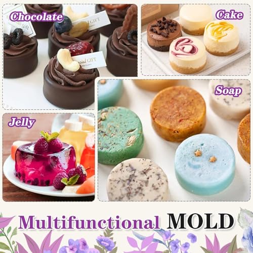 Walfos 3 Pack Small Soap Molds,15 Cavity Mini Round Silicone Molds,1.5inch Cylinder Silicone Soap Molds Perfect for Soap Making.Non-Stick BPA Free and Dishwasher Safe - color: Pink/cylinder