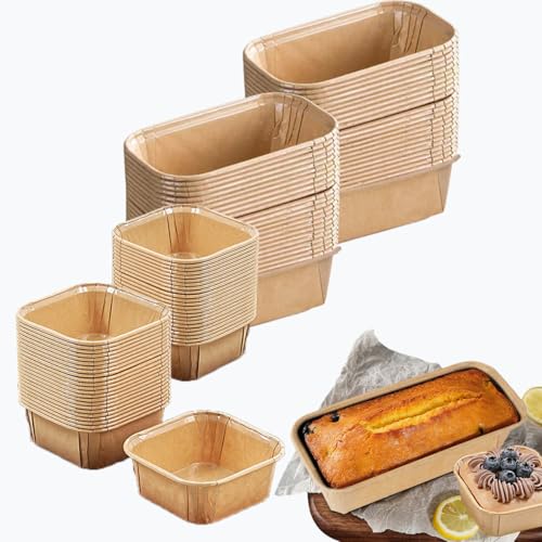 100 Pcs Mixed Paper Loaf Pans, Square and Rectangular Baking Cups - color: A+B