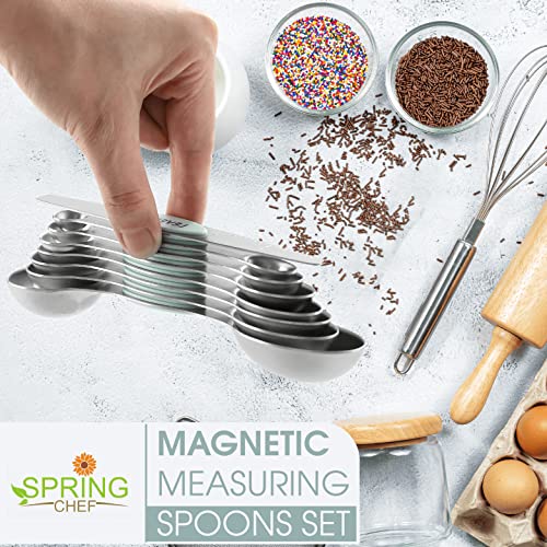 Spring Chef Stainless Steel 8 Magnetic Measuring Spoons for Kitchen, Mint - color: Mint, size: 1-Pack