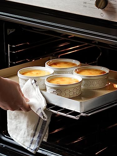 LE TAUCI Ramekins 4 oz Oven Safe for Creme Brulee, Charcuterie Boards Bowls for Souffle, Small Sauce Bowl, Ceramic Baking Dishes - 3.8 inch, Set of 4, Arctic White - size: 4 oz