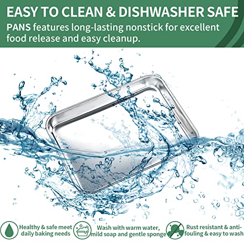 Baking Sheets Set of 2, HKJ Chef Cookie Sheets 2 Pieces Stainless Steel Baking Pans & Toaster Oven Tray Pans, Rectangle Size 9L x 7W x 1H inch & Non Toxic & Healthy & Easy Clean - size: 9inch