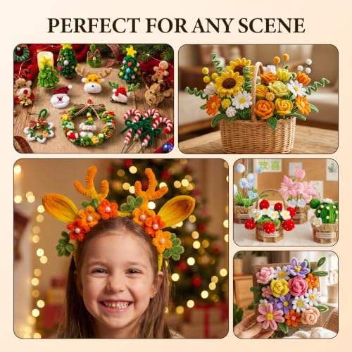 OcePor 2500Pcs Pipe Cleaner Flower Kit,44 Colors Pastel Pipe Cleaners Bulk - color: 44 Colors