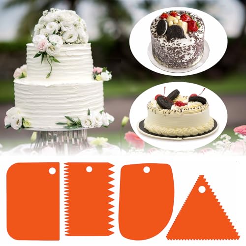 Cake Scraper, 6 Pcs Cake Smoother Scraper, Dough Scraper Orange - color: Orange