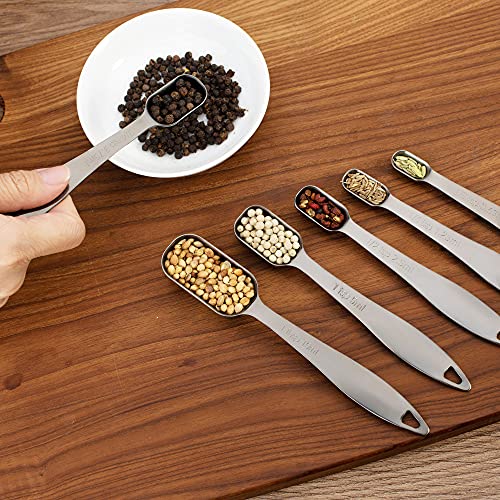 6-Piece 18/8 Stainless Steel Measuring Spoons Set, Dark Gray - color: Dark Gray, size: 6 Piece