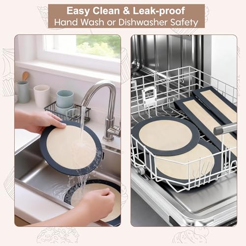 3 Set Silicone Baking Mat for Springform Pan, 4" 7" 9" Nonstick Pan Liners for Baking, Reusable Silicone Cheesecake Pan Protector, Silicone Springform Pan Liner Baking Mats