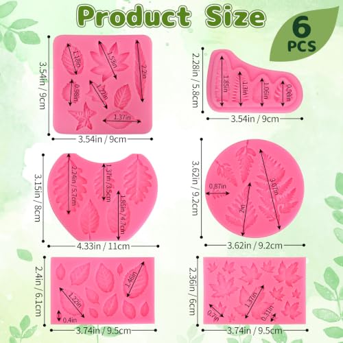 Fall Leaf Fondant Molds, 6 Pcs Maple Fern Palm Tropical Autumn Leaves Mold - color: 6 Pcs Leaves Fondant Mold, Pink