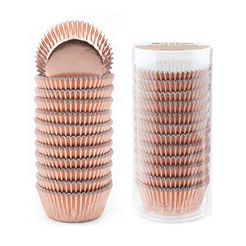 Gifbera Mini Rose Gold Foil Cupcake Liners Metallic Baking Cups, 300-Count - color: Rose Gold