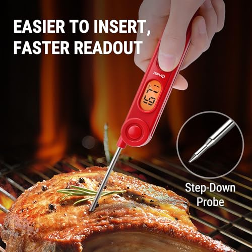 TempPro TempSwift 1 Sec Digital Meat Thermometer for Cooking - color: Bright red