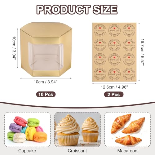 uxcell 10Pcs Cake Boxes 3.94x3.94x3.94 Square Bakery Boxes Gold - color: Gold, size: 3.94 x 3.94 x 3.94"