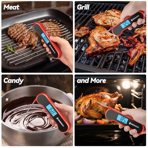 0.5 Sec Instant Read Meat Thermometer Digital for Cooking, Red - color: Red