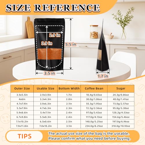 100 PCS Resealable Bags for Small Business, Trail Mix Bag|5.5x7.9in - color: Black, size: 5.5x7.9in