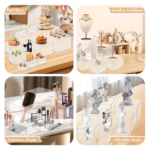 10 PCS Buffet Risers, Large Food Risers for Buffet Table, Dessert Display - color: Transparent, size: 10" 9" 8" 7" 6" 5" 5" 4" 4" 3"