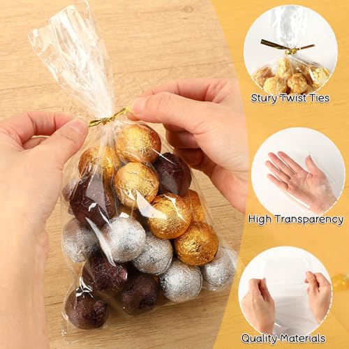 Augshy 300Pcs Candy Bags for Party Favors Clear Cake Pop Wrappers Supplies - size: 1 Count (Pack of 300)