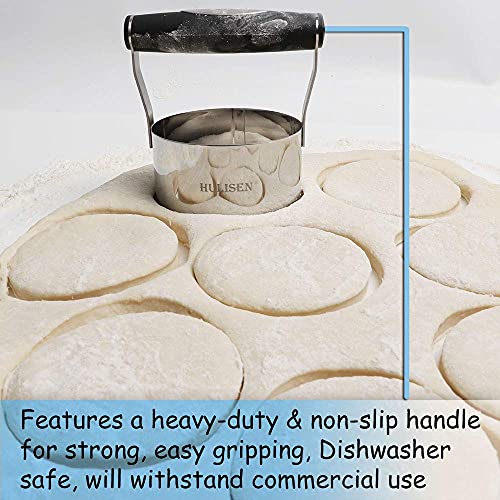 HULISEN 3.5 inch Biscuit Cutter, Stainless Steel Cookie Cutter with Handle - size: 3.5" Round Cutter