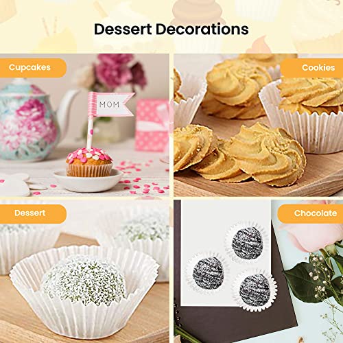 1 Inch Paper Muffin Liners Super Mini Baking Cups Cupcake Liners 1000 Pcs Treat Cups for Weddings, Birthday, Baby Shower, White - color: White