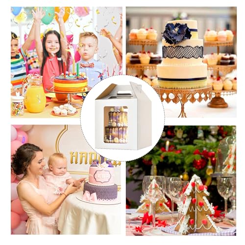 12x12x12 Inch Tall Cake Boxes with windows,10in 12in Tall Cake Carrier, Layer Cake Box,Large Tiered Cake Box,Durable White Bakery Box,Large cake box(3pack) - color: white-12in-3P