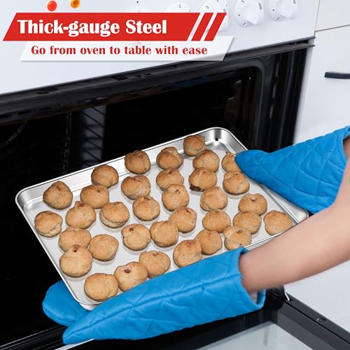 E-far Stainless Steel Baking Sheet, 18"x13" Cookie Sheet for Baking, 4PCS - size: 17.5"x13"