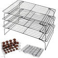 3-Tier Collapsible Cooling Racks, Detachable Wire Cooling Rack Stackable Drying Rack for Cookie Bread Pizza Baking, Fruits, Snacks Perfect for Outdoor Camping - size: 3 Tier