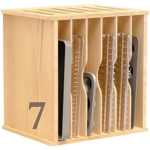 Celestite Wooden Baking Sheet Organizer for Cabinet, Baking Tray Organizer, Cookie Sheet Organizer for Cabinet Kitchen Storage Organization Accessories - color: 7 Tier 20"wx15.2hx16.7d
