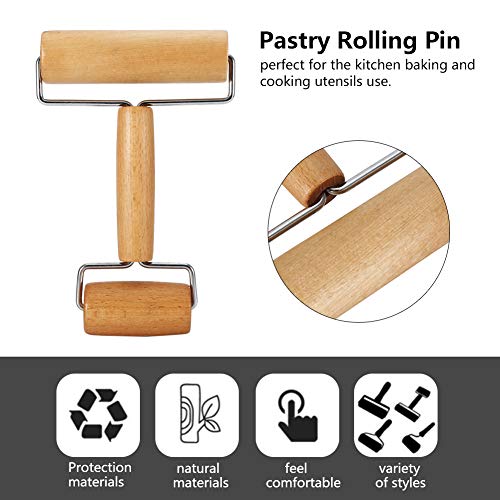 Pizza Roller, Wooden Rolling Pin Double Sided Pastry Wheel Cutter Kitchen Utensils Baking Tool (1)