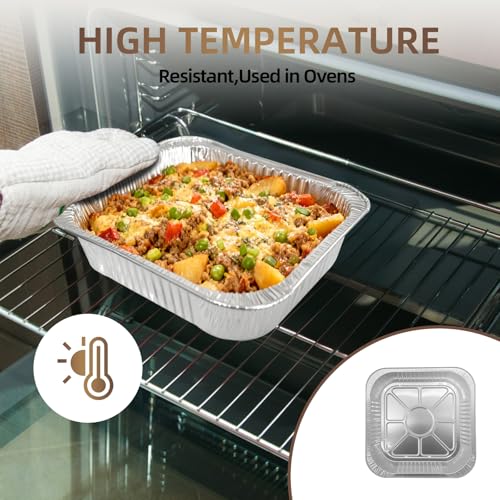 20 Pack 8x8 Aluminum Pans - Disposable Foil Pans, Cake Baking Trays - size: 8*8 20 Pack, style: Pans Only