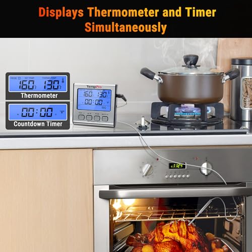 TempPro TempTrack Digital Cooking Meat Thermometer with Dual Meat Probe - size: 2-probes