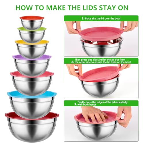 Leidawn Mixing Bowls with Lids Set, 25 PCS Colorful Mixing Bowl for Kitchen - color: Multicolor