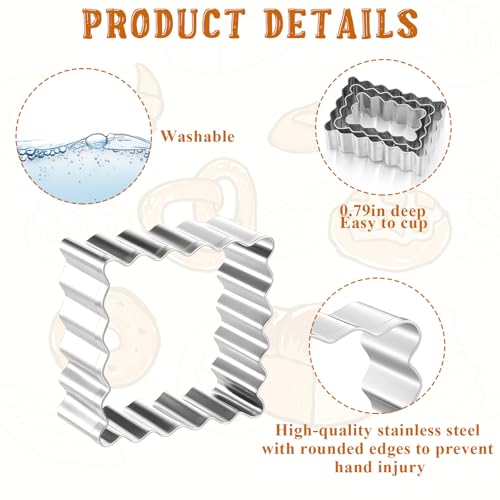 Qianyu 6 Pcs Scalloped Cookie Cutter Set Square Rectangle Biscuit Molds