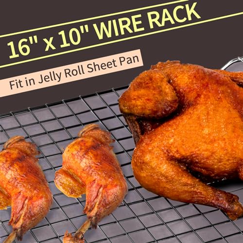 Briout Cooling Rack for Cooking and Baking, 16" x 10" Wire Rack, Black - color: Black, size: 16"x10"-1PC