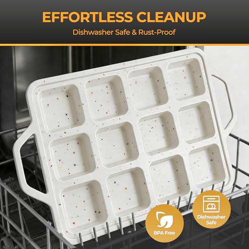 Silicone Mini Loaf Pan 2 Pack with Reinforced Metal Frame 12-Cavity - color: Cream 12-Cavity