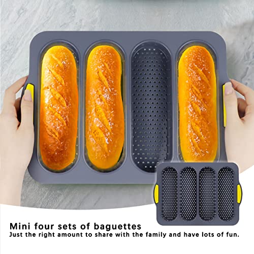 DOERDO Silicone French Baguettes Baking Mould Non-stick French Bread Baking Mould Silicone Loaf Pan for Home Restaurant