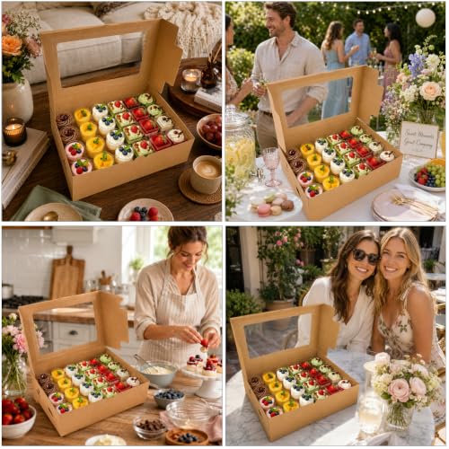 Dessert Shooter Boxes, Cupcake Boxes, 2 Pack Mini Cupcake Container for 24 Count 3oz Dessert Shooters with Window & Inserts, Easy Transport & Presentation Dessert Boxes for Events, Weddings & Home Use