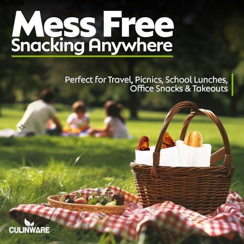 Grease Resistant - Dry Waxed Gusseted Paper Sandwich Bags - Danish White Paper Bag (1000Pcs/Pack) (6 x 2 x 9)