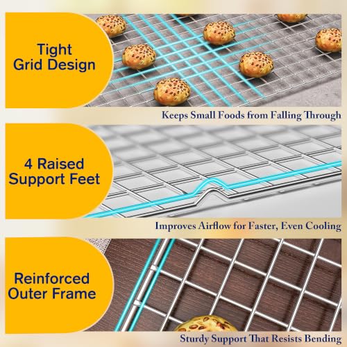 2 PCS Cooling Racks for Cooking and Baking, 10" x 16", Silver - color: Silver, size: 10‘’x16‘’-2PC