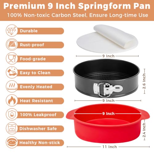 Springform Pan 9 Inch Spring Form Pan for Cheesecake with Protector