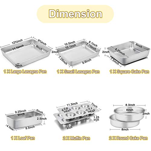 TeamFar Stainless Steel Bakeware Set of 8