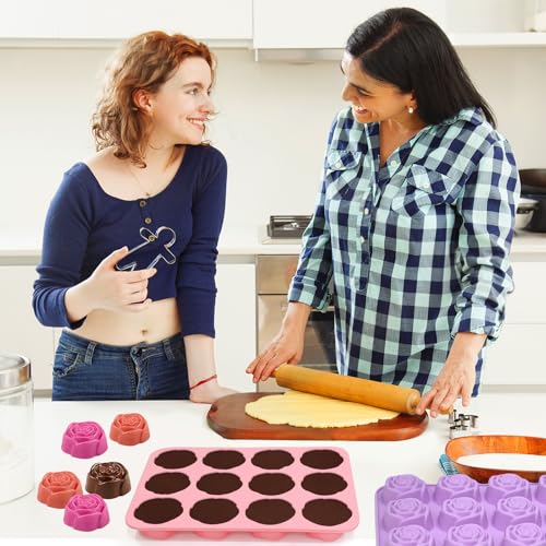 Rose Silicone Mold, 2 Pack Rose Chocolate Molds 24-Cavity - color: 2 Pcs Rose Chocolate Molds
